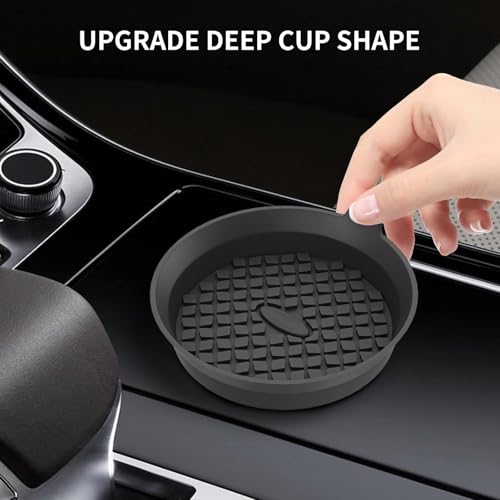 MTROYALDIA Car Cup Coaster, 4 Pieces Universal Non-Slip Cup Holders Embedded in Ornaments Coaster, Car Interior Accessories (Black) - Image 4