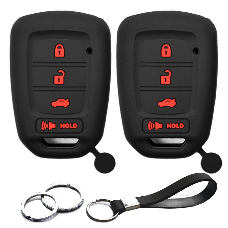 INFIPAR 2pcs Compatible with Honda Accord Civic CRV HRV Fit Crosstour Black Key Fob Cover Case Key Chain Protector Keyless Remote Holder