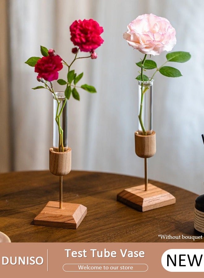 DUNISO Test Tube Vase for Flowers, Modern Plant Holder and Decorative Flower Stand for Shelves,Concise Transparent Glass Test Tube Vase Mini Desktop Hydroponic Vase Dried Flower Vase Home Decoration Ornaments - Image 1