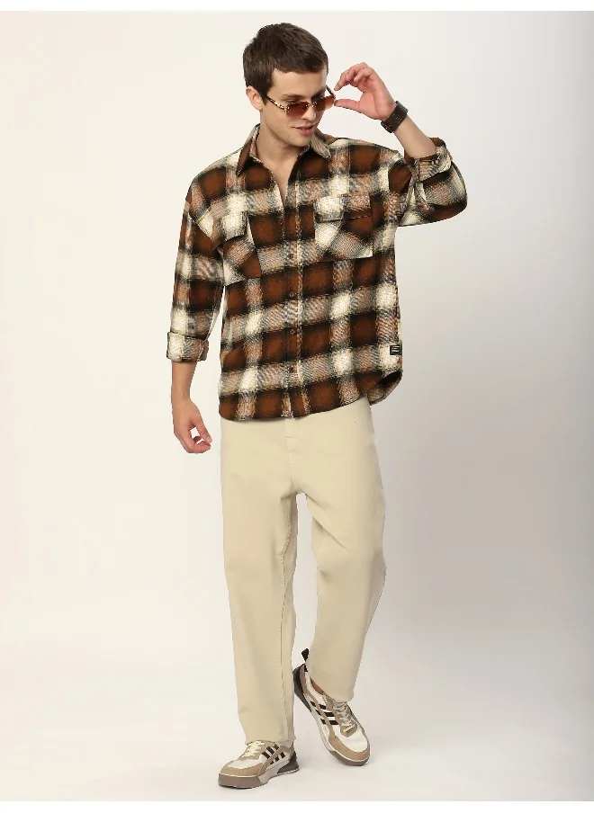بيونغ Brown Recycled Plaid Flannel Shirt