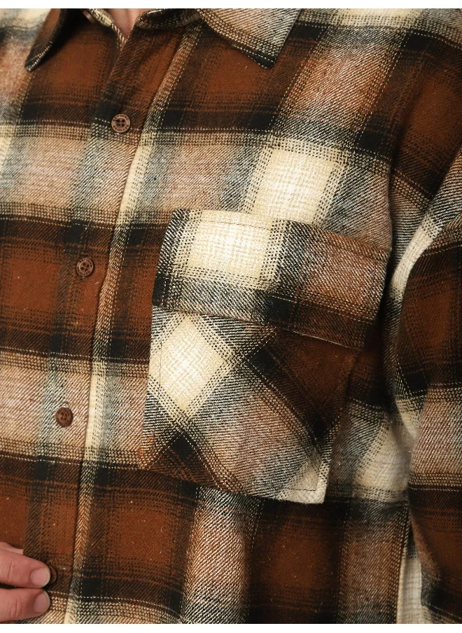 بيونغ Brown Recycled Plaid Flannel Shirt