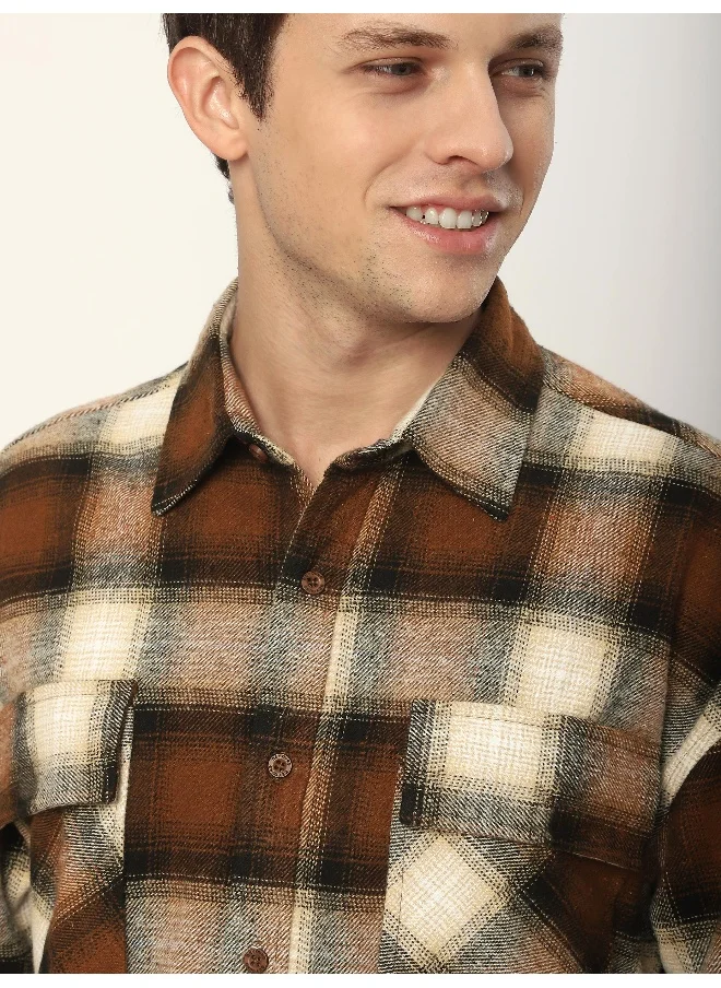 بيونغ Brown Recycled Plaid Flannel Shirt