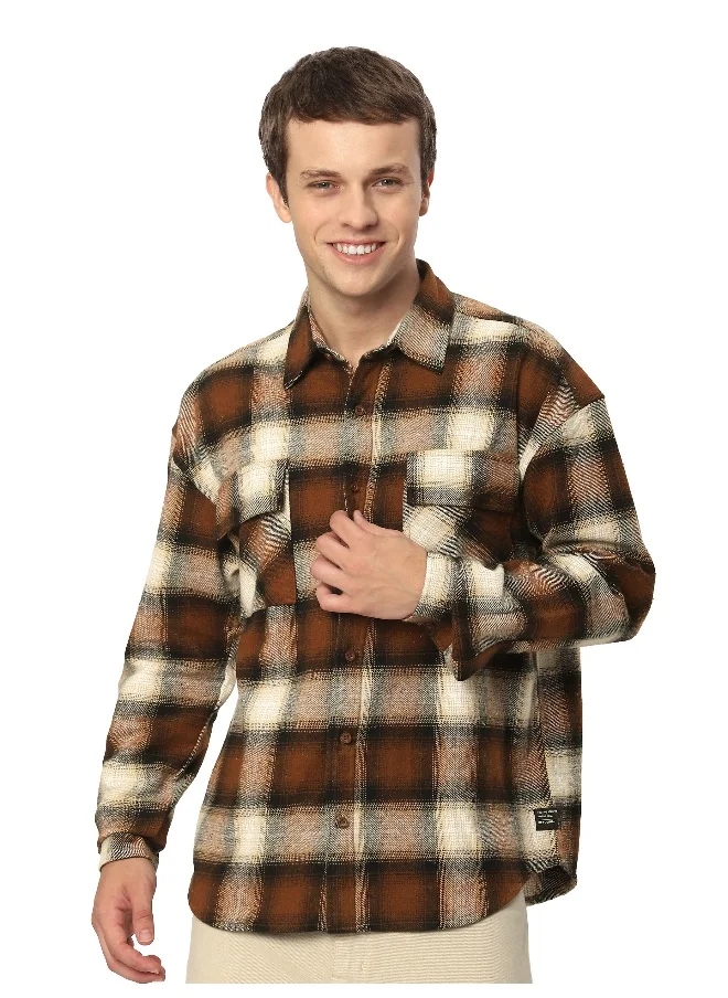 بيونغ Brown Recycled Plaid Flannel Shirt