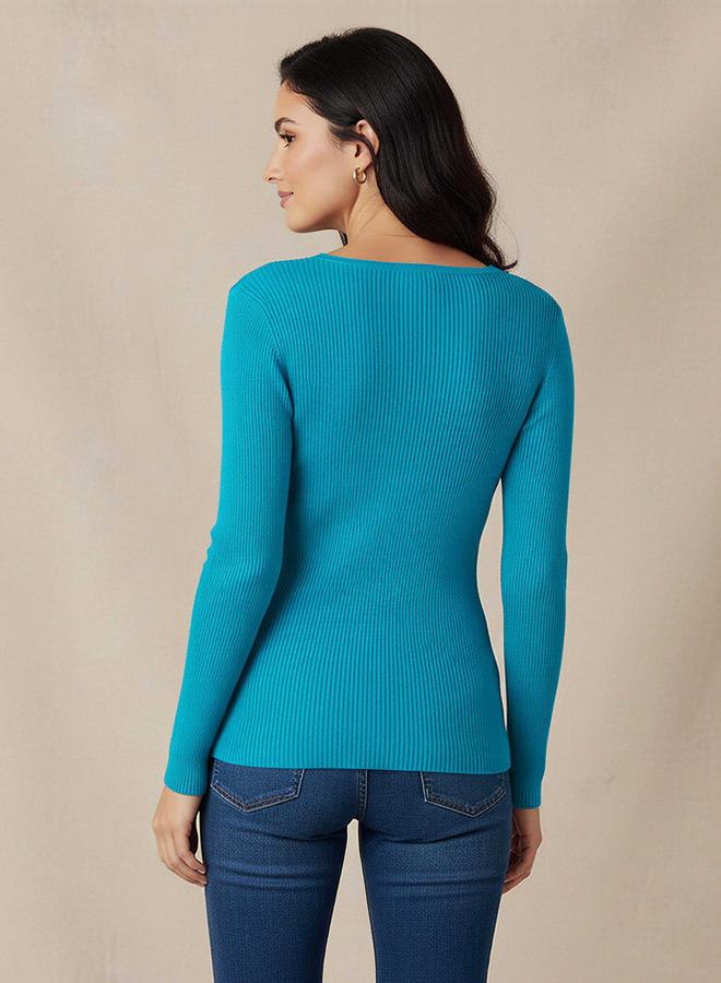2Xtremz Regular Fit Ribbed V-neck Tricot Sweater - Image 3