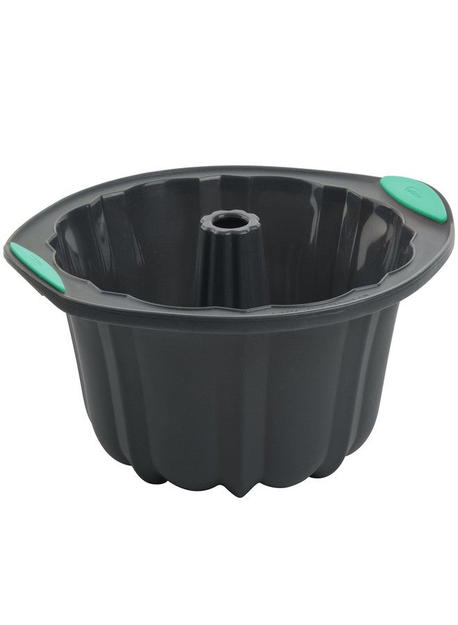 Trudeau Structure Silicone Fluted Cake Pan, Grey & Mint, 8.5 Cups - Image 1