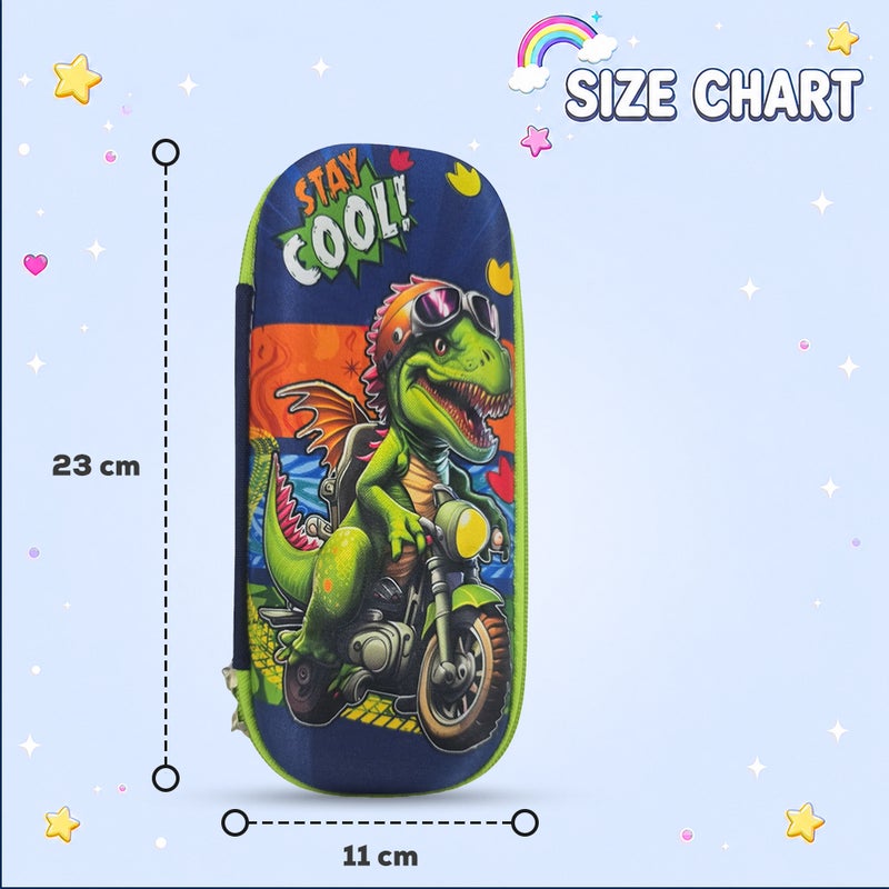 Cocobee Biker Dino Pencil Case With Internal Mesh Pocket, Sturdy Build, Zipper Closure – Boys, 3+ Years, Multicolor - Image 4