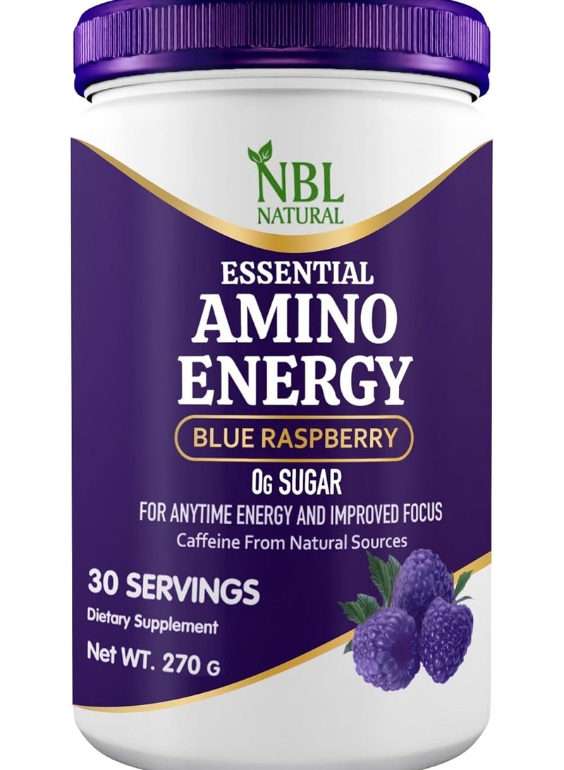 أن بي أل ناتشورال Amino Energy Pre Workout With Green Tea Bcaa Amino Acids Blue Raspberry 270 G 30 Servings - Image 1