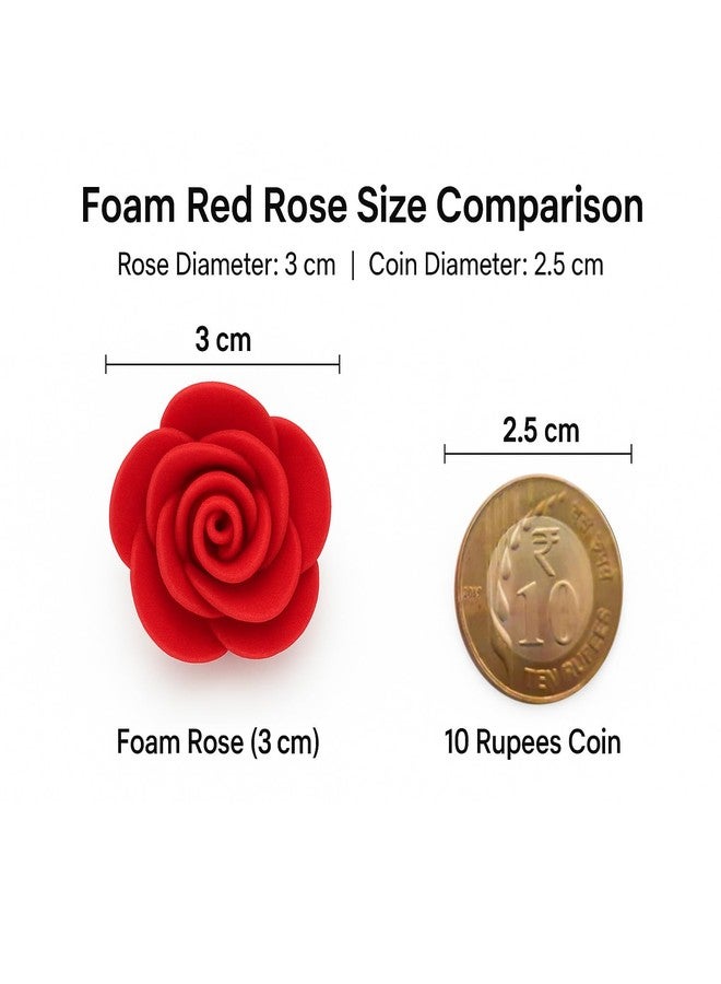Pyarafest 50Pcs Artificial red Rose Foam Flowers for Home Decoration, Decoration, Wedding Decoration, Festival and Events, Anniversary, Valentine Gifts and DIY Craft (Foam, Red) - Image 3