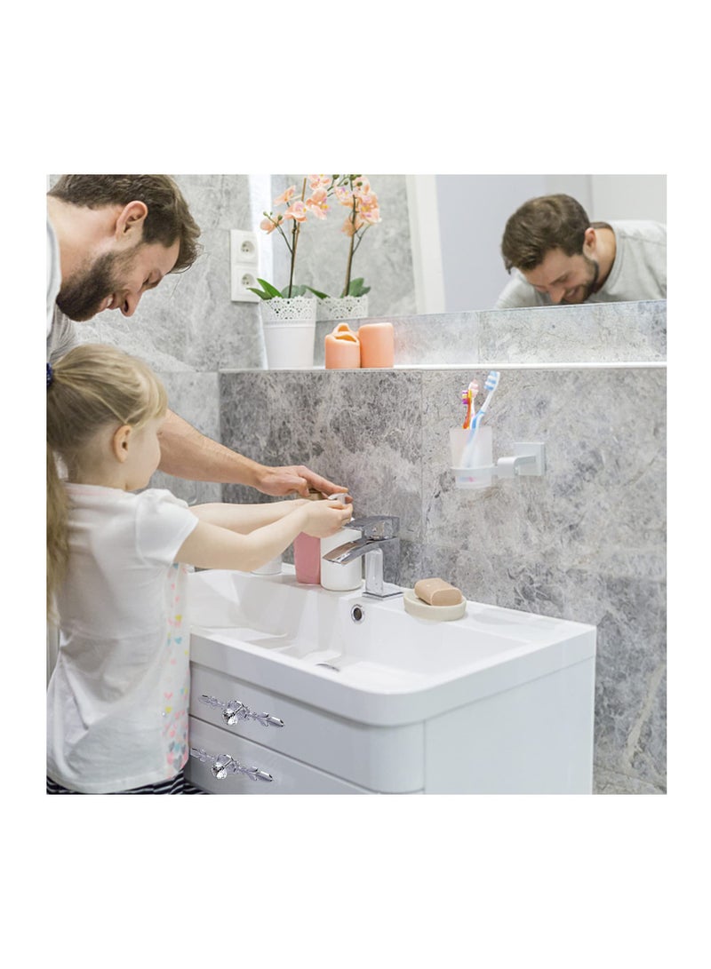 Excefore 4 Pack Crystal Drawer Knobs, Diamond Shape Cabinet Pull Handle with Silver Plate and Screws for Kitchen Door Cupboard Wardrobe Drawer Bedroom Dresser Furniture Decoration 120MM - Image 3