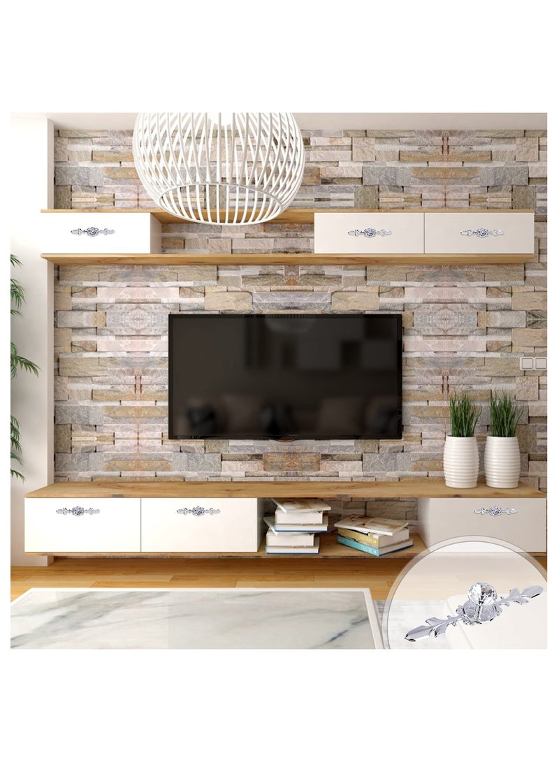 Excefore 4 Pack Crystal Drawer Knobs, Diamond Shape Cabinet Pull Handle with Silver Plate and Screws for Kitchen Door Cupboard Wardrobe Drawer Bedroom Dresser Furniture Decoration 120MM - Image 4