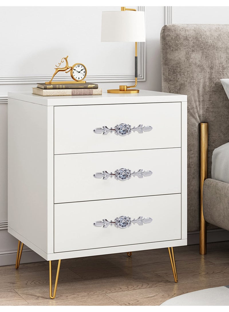 Excefore 4 Pack Crystal Drawer Knobs, Diamond Shape Cabinet Pull Handle with Silver Plate and Screws for Kitchen Door Cupboard Wardrobe Drawer Bedroom Dresser Furniture Decoration 120MM - Image 2