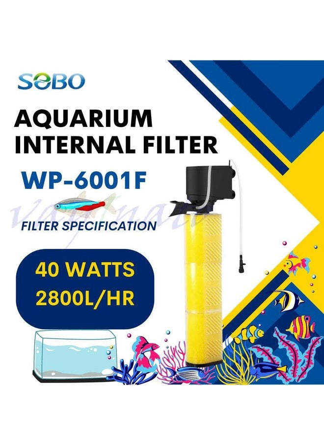VAYINATO VAYINATO Sobo Wp-6001 Aquarium Internal Filter for Fish Tank, Power : 40W, Flow : 2800L/H, Suitable Upto 4 Feet Tank  - Image 2
