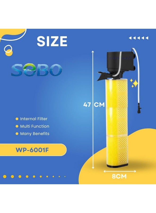 VAYINATO VAYINATO Sobo Wp-6001 Aquarium Internal Filter for Fish Tank, Power : 40W, Flow : 2800L/H, Suitable Upto 4 Feet Tank  - Image 3