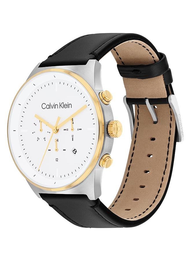 CALVIN KLEIN ساعة يد جلدية دائرية الشكل بعقارب للرجال 25200299 - 44 ملم  - Image 3
