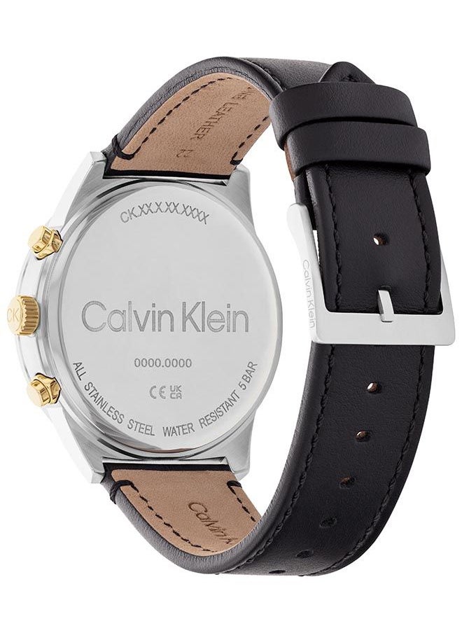 CALVIN KLEIN ساعة يد جلدية دائرية الشكل بعقارب للرجال 25200299 - 44 ملم  - Image 2