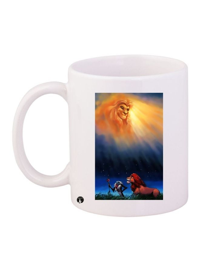 RYN The Lion King Printed Coffee Mug White/Yellow/Blue 11ounce