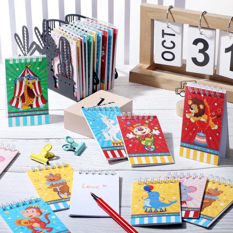 Containlol 24 Pcs Mini Circus Carnival Notebooks Carnival Birthday Party Supplies Goodie Bag Stuffers Journal Notepad Teacher Classroom Supplies for Circus Birthday Baby Shower Showman Themed Party - Image 4