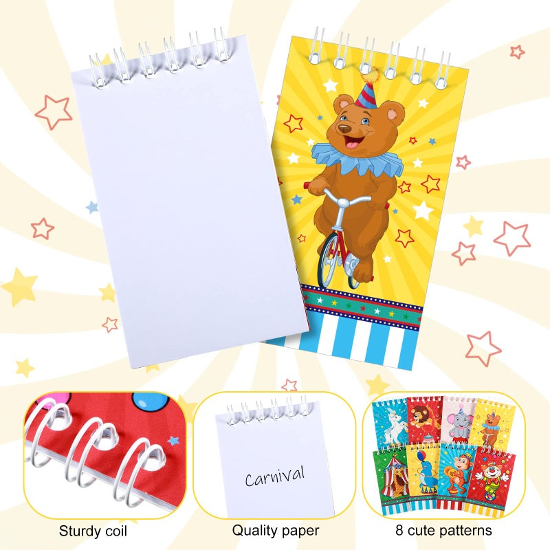 Containlol 24 Pcs Mini Circus Carnival Notebooks Carnival Birthday Party Supplies Goodie Bag Stuffers Journal Notepad Teacher Classroom Supplies for Circus Birthday Baby Shower Showman Themed Party - Image 3