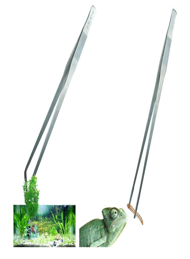 Fecsam Extra Long Tweezers with Rubber Cover Tips, Fecsam Feeding Tongs - 2 Pack/18.9 inch Aquarium Stainless Steel Large Aquascape Tools for Fish Tank, Terrarium，Aquascaping, Reptile, Bearded Dragon - Image 1
