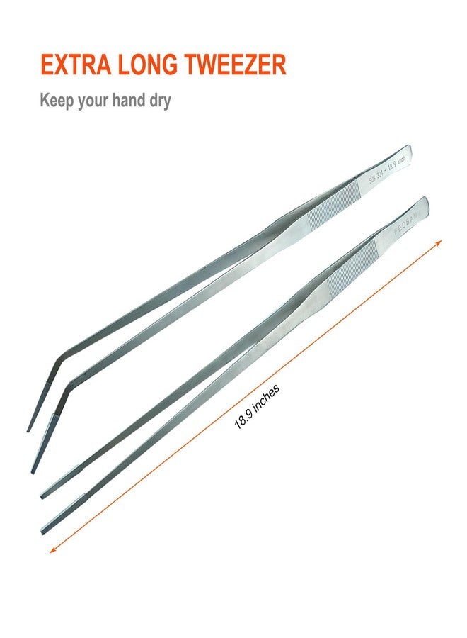 Fecsam Extra Long Tweezers with Rubber Cover Tips, Fecsam Feeding Tongs - 2 Pack/18.9 inch Aquarium Stainless Steel Large Aquascape Tools for Fish Tank, Terrarium，Aquascaping, Reptile, Bearded Dragon - Image 3