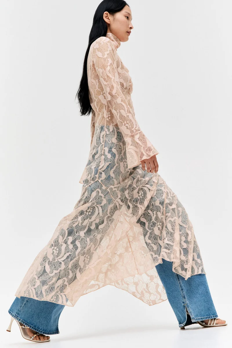 H&M  Turtleneck lace maxi dress for Women | Best Price UAE