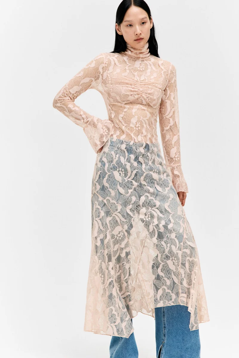 H&M  Turtleneck lace maxi dress for Women | Best Price UAE