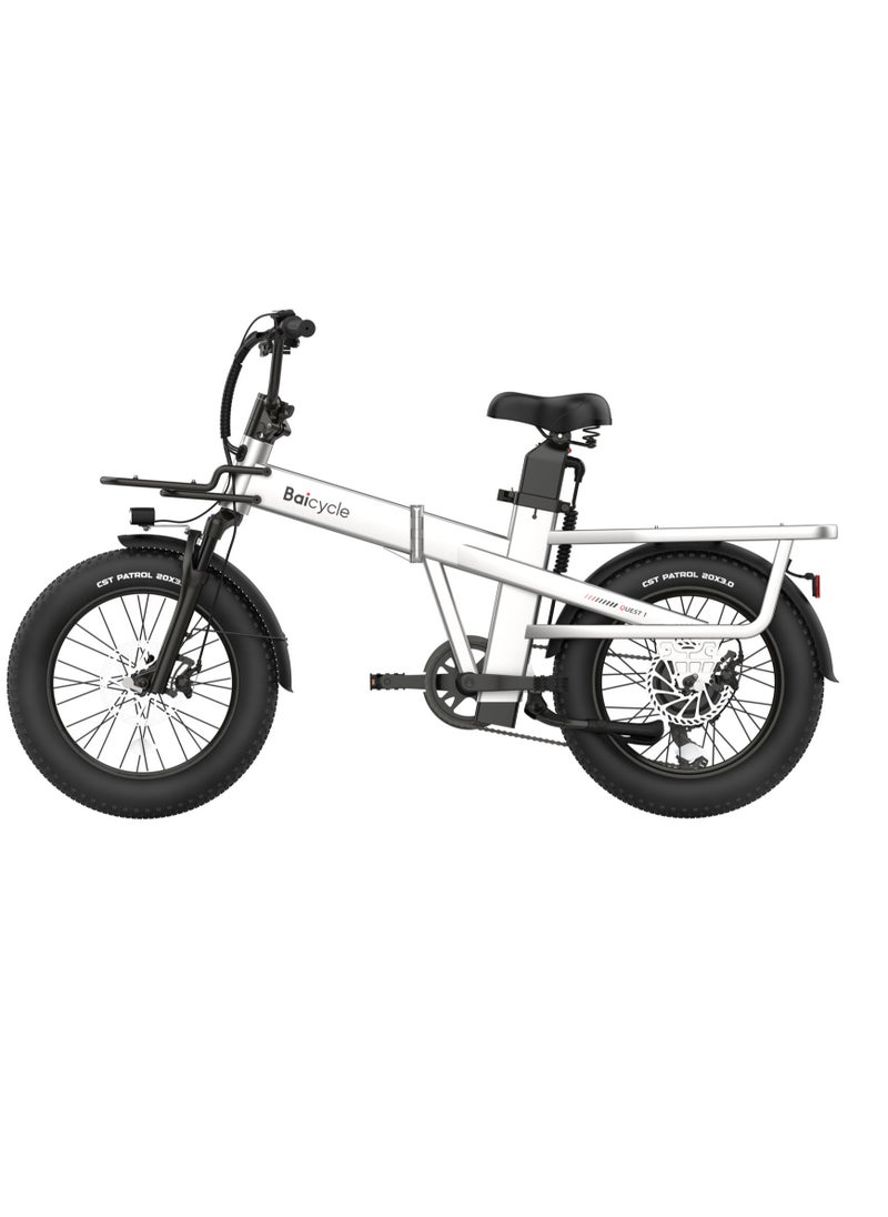 Baicycle Electric Bike Mountain bike 48V 15.3Ah Removable Battery 32Km/H with 750W Brushless Motor 7-Speed 20inchTires Front Fork Suspension  Silver  - Image 1