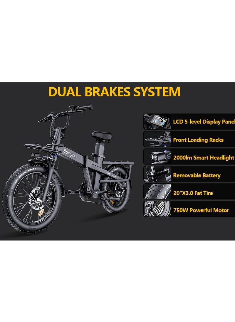 Baicycle Electric Bike Mountain bike 48V 15.3Ah Removable Battery 32Km/H with 750W Brushless Motor 7-Speed 20inchTires Front Fork Suspension  Silver  - Image 3