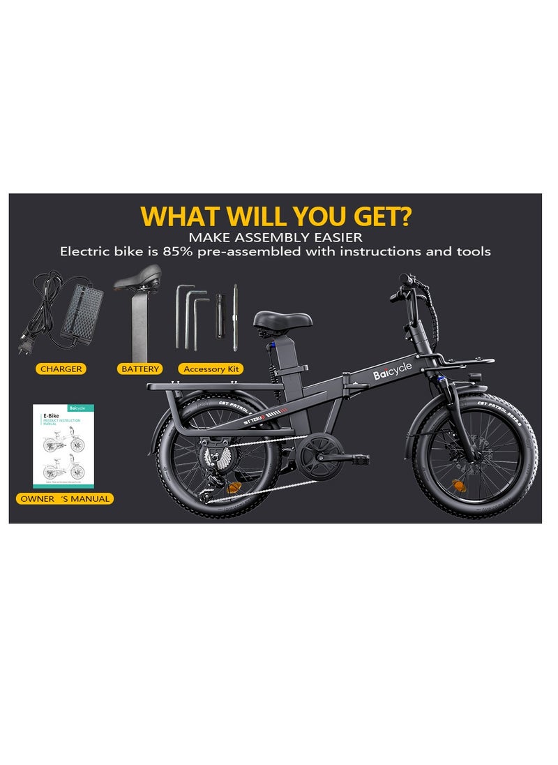 Baicycle Electric Bike Mountain bike 48V 15.3Ah Removable Battery 32Km/H with 750W Brushless Motor 7-Speed 20inchTires Front Fork Suspension  Silver  - Image 5