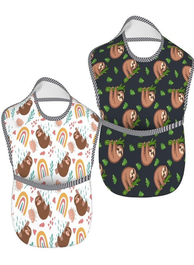 Qwalnely Sloth Baby Stuff Baby Bibs 2Packs for 6-24 Months Waterproof Washable Fabric (Sloth) - Image 2