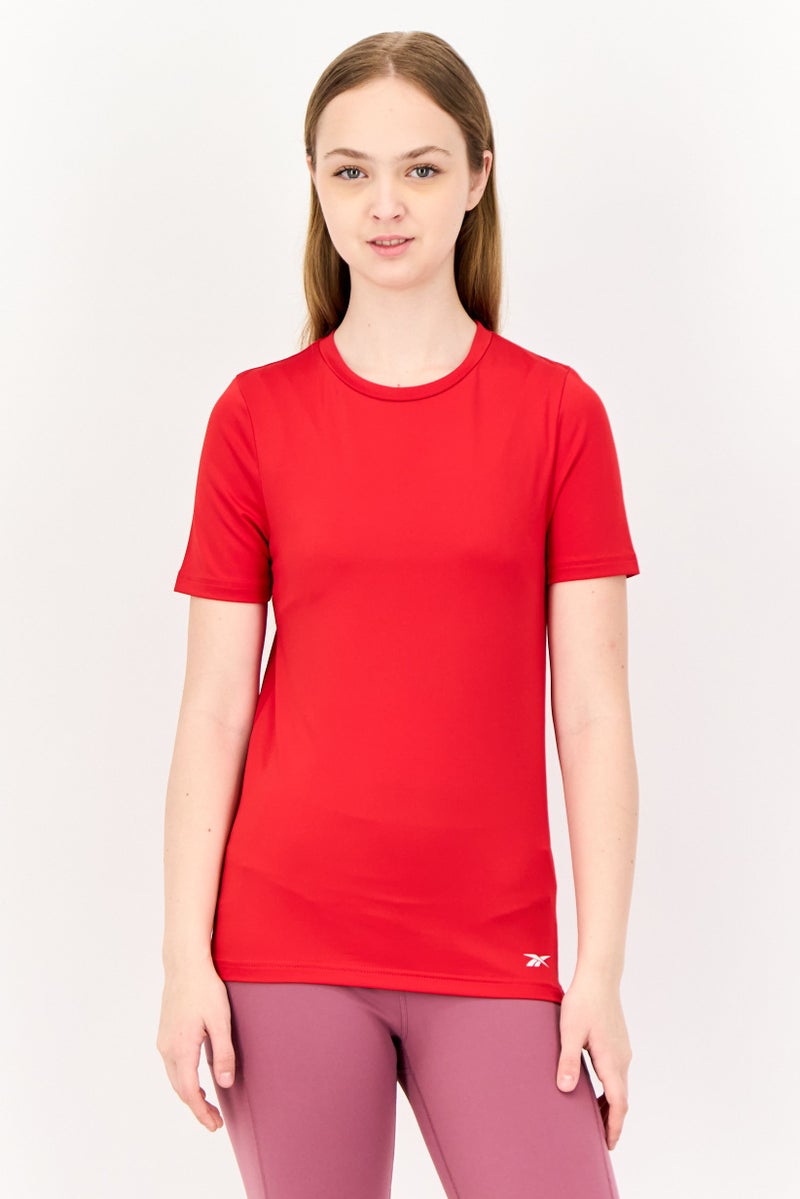 Reebok Women Sportswear Fit Short Sleeve Training Tops, Red  - Image 1