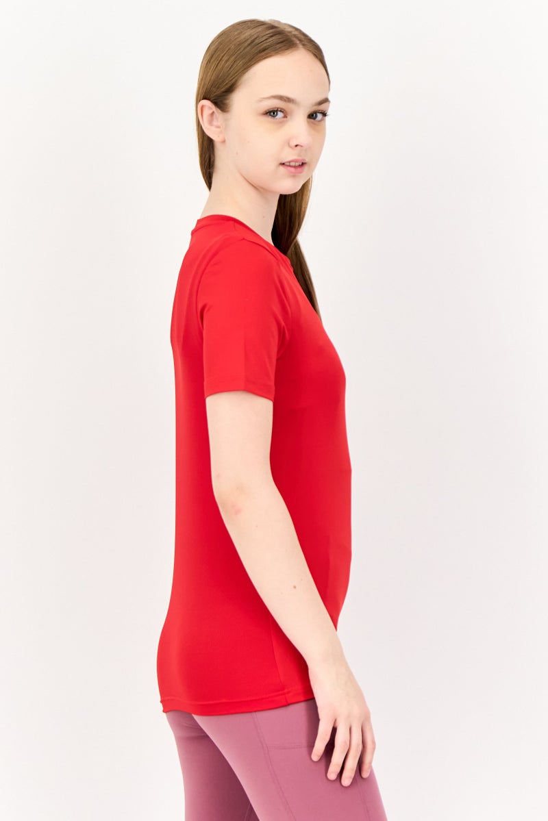 Reebok Women Sportswear Fit Short Sleeve Training Tops, Red  - Image 2