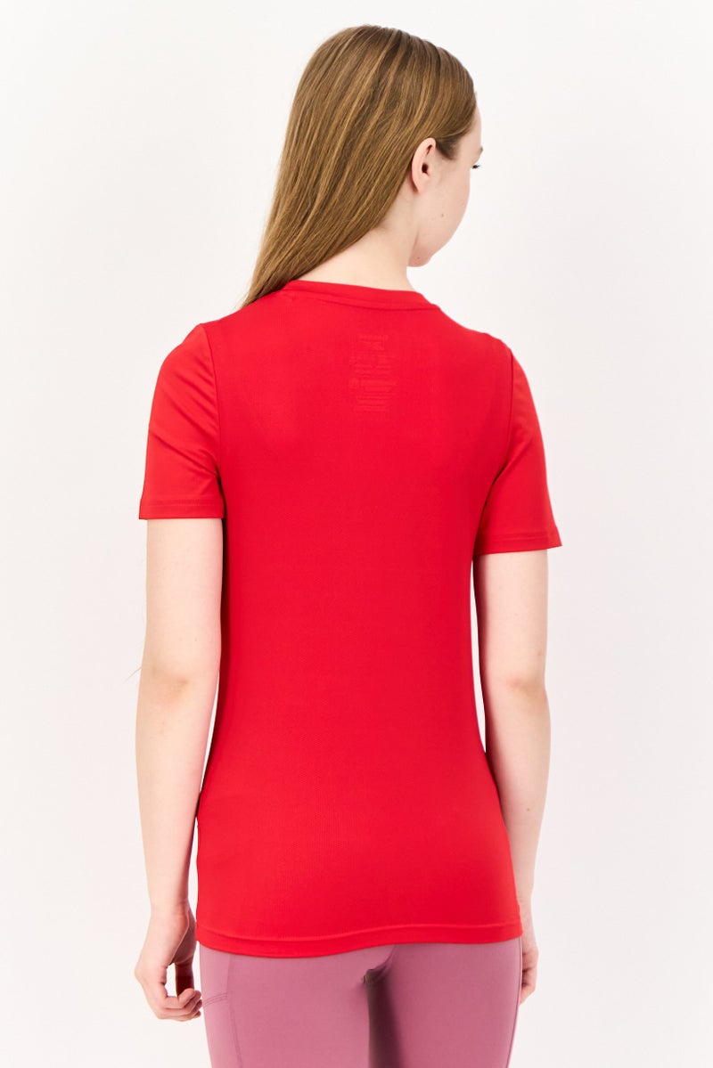Reebok Women Sportswear Fit Short Sleeve Training Tops, Red  - Image 4