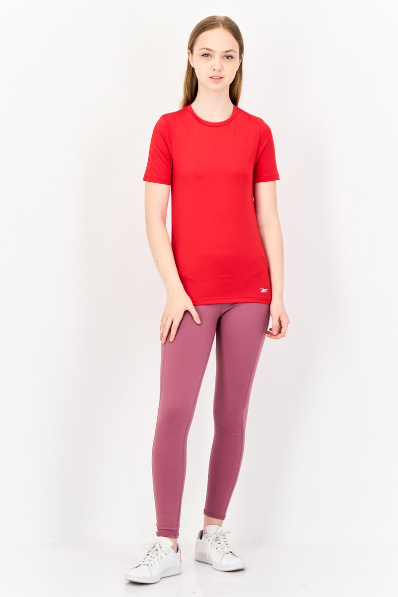 Reebok Women Sportswear Fit Short Sleeve Training Tops, Red  - Image 3