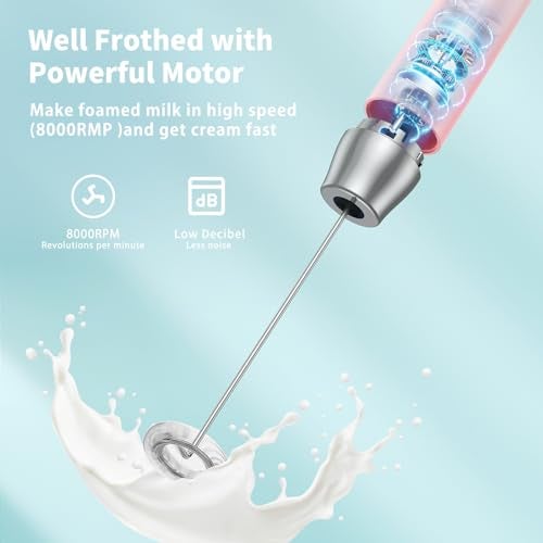 Maestri House Rechargeable Milk Frother with Stand, LunaFro Handheld Electric Foam Maker Waterproof Detachable Stainless Steel Whisk Drink Mixer Foamer for Lattes, Cappuccino - Image 4