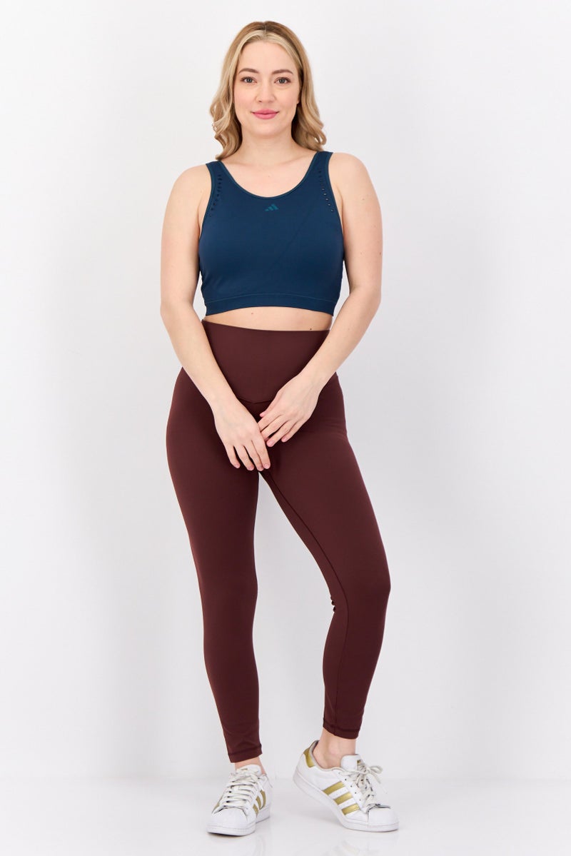 Adidas حمالة صدر رياضية مبطنة بشعار العلامة التجارية للنساء، أخضر داكن - Image 2