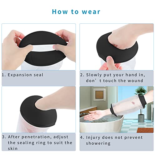SUPERNIGHT Waterproof Cast Cover for Shower Arm, PICC Line Covers for Upper Arm, Adult Reusable Watertight Wound Bandage Sleeve Protector for Elbow - Image 2