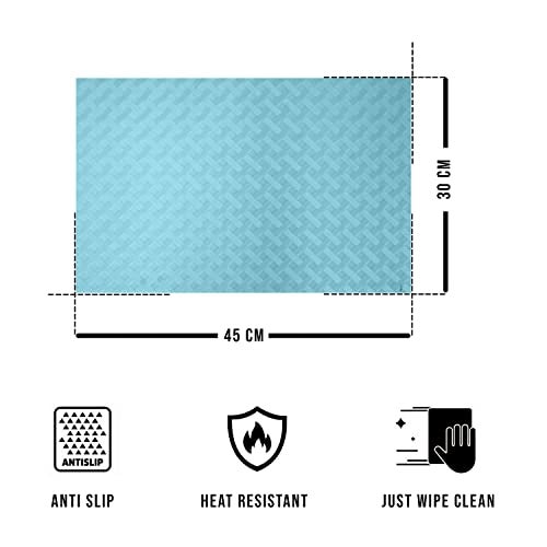 ElastPro Placemat Set of 4 Heat-Resistant Place Mats Stain Resistant Washable, Dining Table and Fridge Mat (Diagonal Pattern, Light Blue) - Image 5
