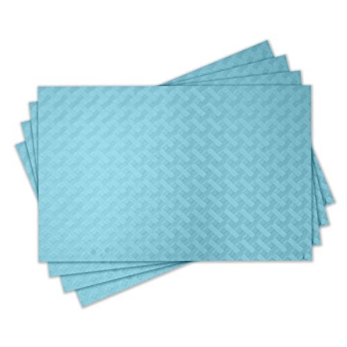 ElastPro Placemat Set of 4 Heat-Resistant Place Mats Stain Resistant Washable, Dining Table and Fridge Mat (Diagonal Pattern, Light Blue) - Image 1