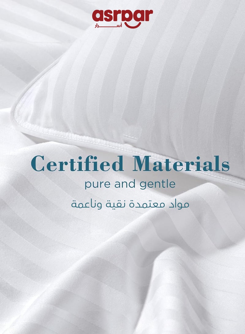 Asraar Premium 20 cm Thick Microfiber Bed Pillows With Stripes, Standard Size 1000 Grams, Hotel-Quality Cooling Pillow for All Sleep Positions - Ideal for Side, Back & Stomach Sleepers, Fluffy Bed Stripe Pillows for Bed, Machine Washable, 75 x 50 cm White - 1 Pillow - Image 3