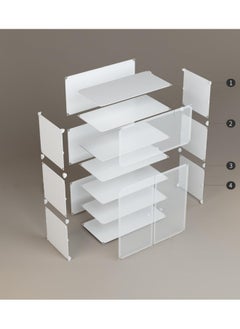 Maston MASTON Multi Steps Adjustable Plastic Shoe Organizer White 6-Tier Plastic Portable Shoe Rack Organizer for 21 Pairs of Shoes, White, Size 61 x 32 x 93cm  - Image 4