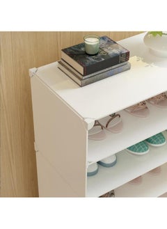 Maston MASTON Multi Steps Adjustable Plastic Shoe Organizer White 6-Tier Plastic Portable Shoe Rack Organizer for 21 Pairs of Shoes, White, Size 61 x 32 x 93cm  - Image 2