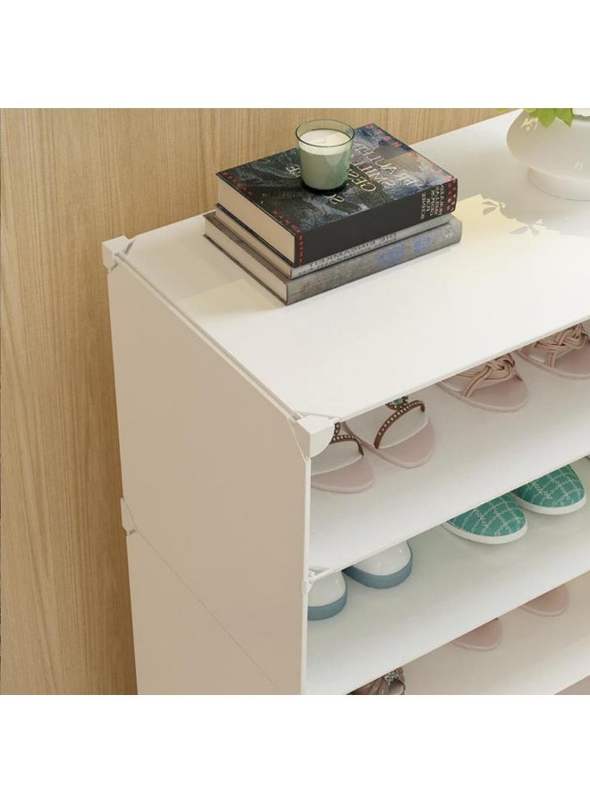 Maston منظم الأحذية البلاستيكي القابل للتعديل متعدد الخطوات من ماستون أبيض 6 طبقات لمنظم الأحذية القابل للنقل لـ 21 زوج من الأحذية، أبيض، الحجم 61 × 32 × 93 سم - Image 2