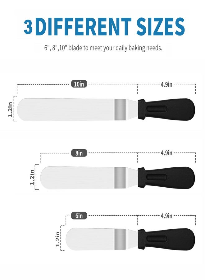 XEKIGU 3 PCS Icing Spatulas, Offset Spatula, Stainless Steel Cake Decorating Spatulas Set 6/8/10 inch Professional Angled Cake Spatula Plastic Frosting Handle for Home, Kitchen or Bakery by XEKIGU - Image 2