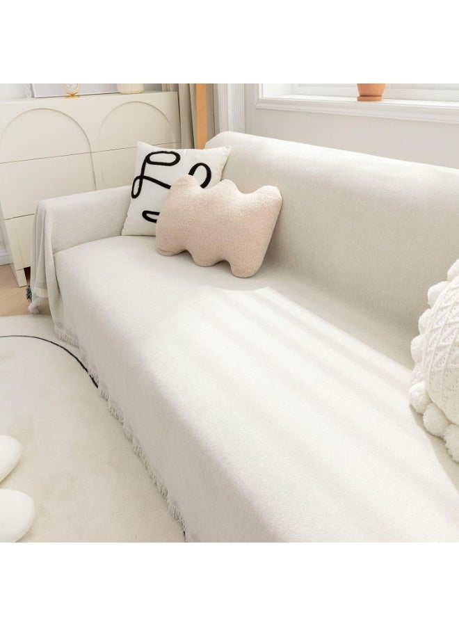 Sofa Cover 2 3 4 Seater Multifunctional Decorative Sofa Throw with Tassels, L U Shape Corner Sofa Sofa Towel Washable (Beige, 180x300cm) - Image 2