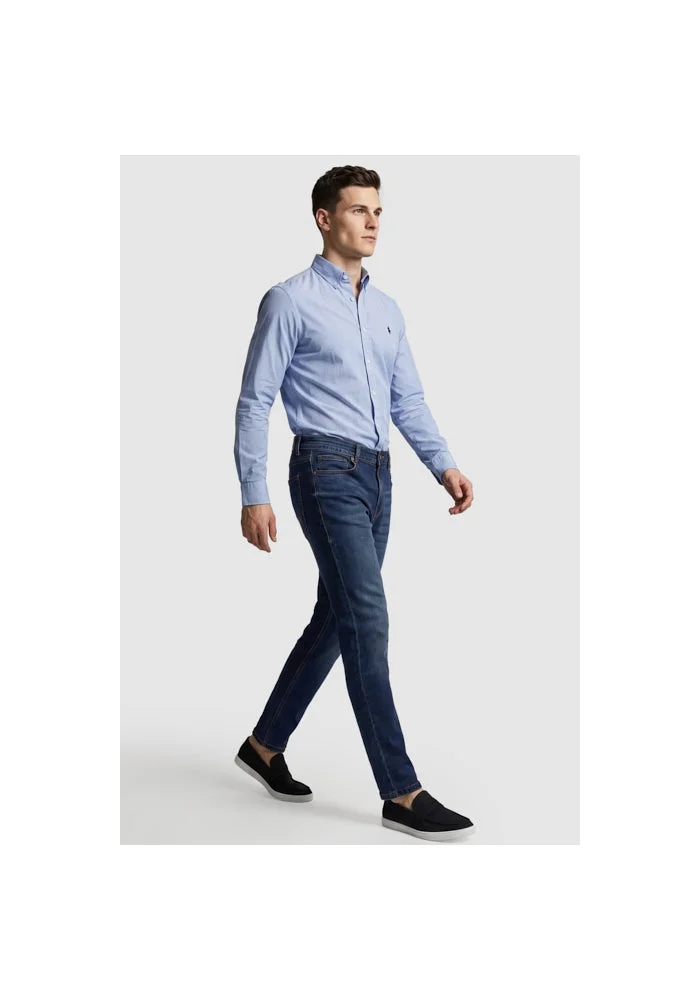 R&b  Washed Skinny Fit Jeans with Button Closure for Men | Best Price UAE