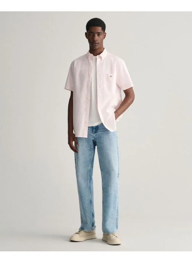 غانت Gant Regular Fit Gingham Poplin Short Sleeve Shirt