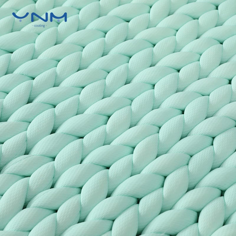 YnM Cooling Weighted Blanket, Handmade Chunky Yarn Knitted Design, Temperature Regulating and Breathable, Machine Washable Throw for Sleep or Home Decor (Menthe Green, 50x60 Inch, 10lbs) - Image 2