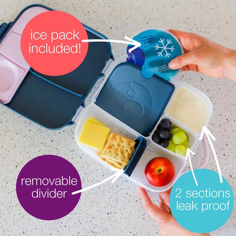 b.box Whole Foods Lunch Box for Kids | Large Leakproof Compartments | 67.6 fl oz Capacity | Whole Fruit Holder | BPA Free | Easy Open Design-Blue Slate - Image 4