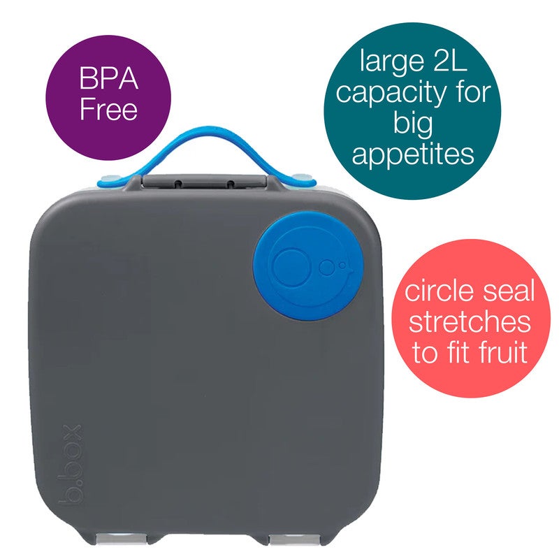 b.box Whole Foods Lunch Box for Kids | Large Leakproof Compartments | 67.6 fl oz Capacity | Whole Fruit Holder | BPA Free | Easy Open Design-Blue Slate - Image 2